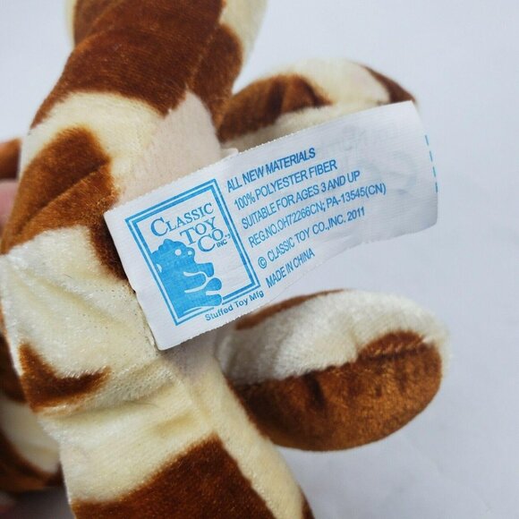 Classic Toy Company Giraffe Plush Yellow Brown Spotted Stuffed Animal Sitting - Picture 6 of 7